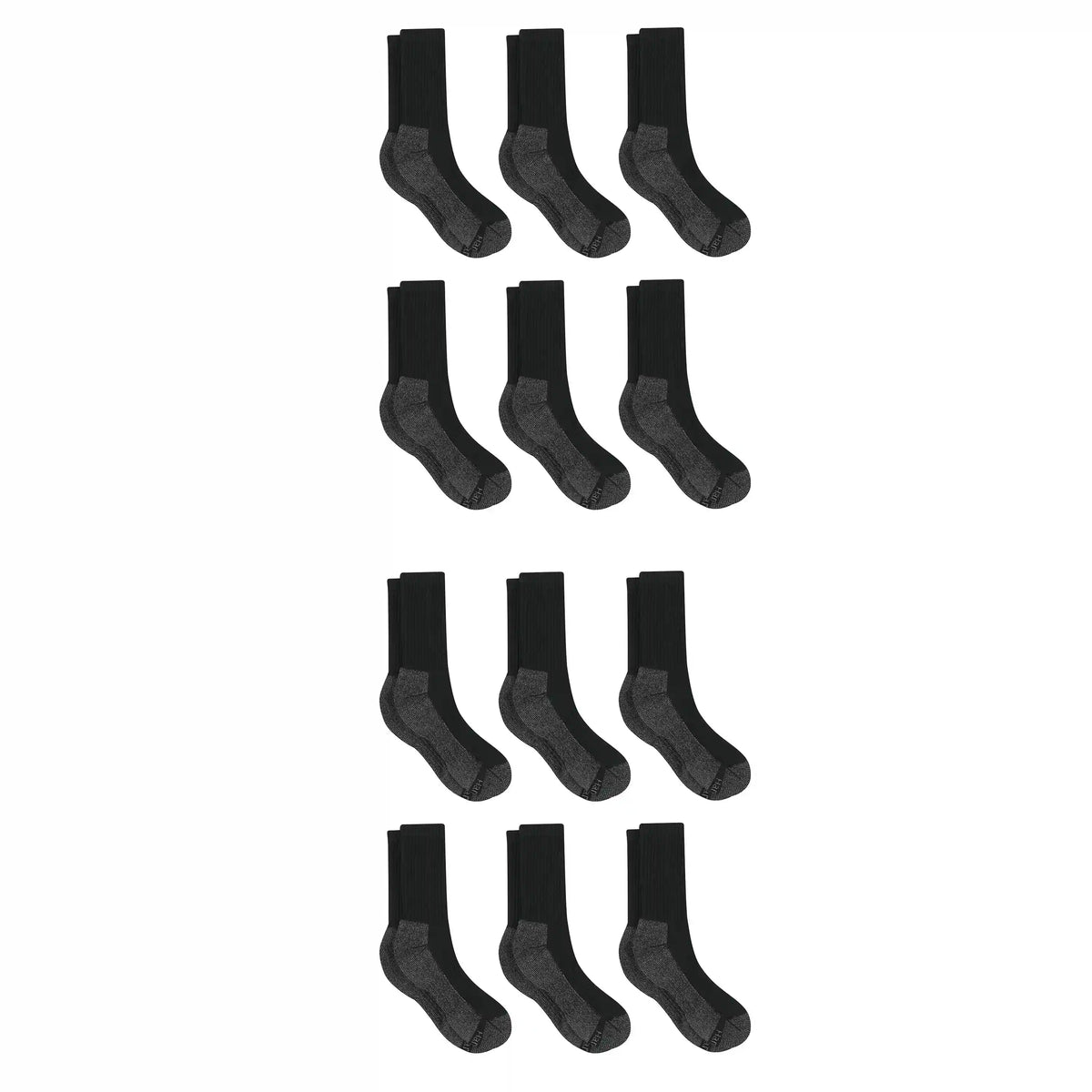 Hanes Work Men'sSocks Pack, 12-Pack, Cushioned Moisture-Wicking Odor-Control Socks