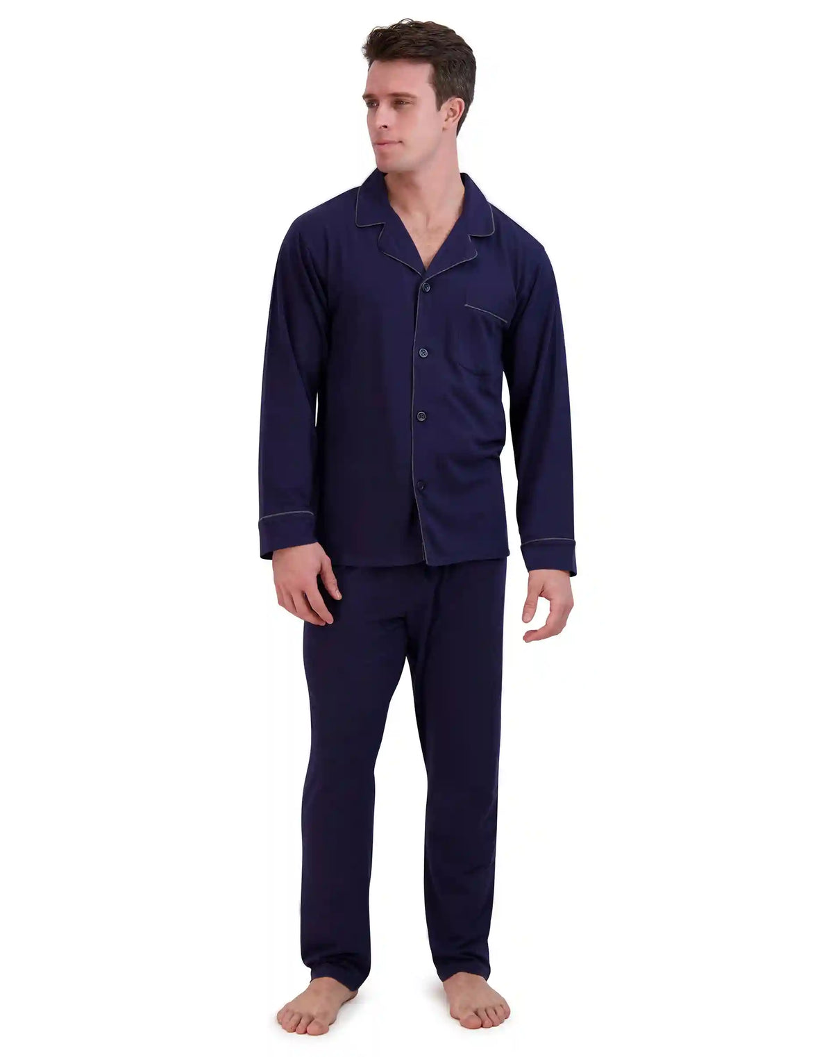 Hanes Men’s Pajama Set, Notch Collar, Cotton Blend