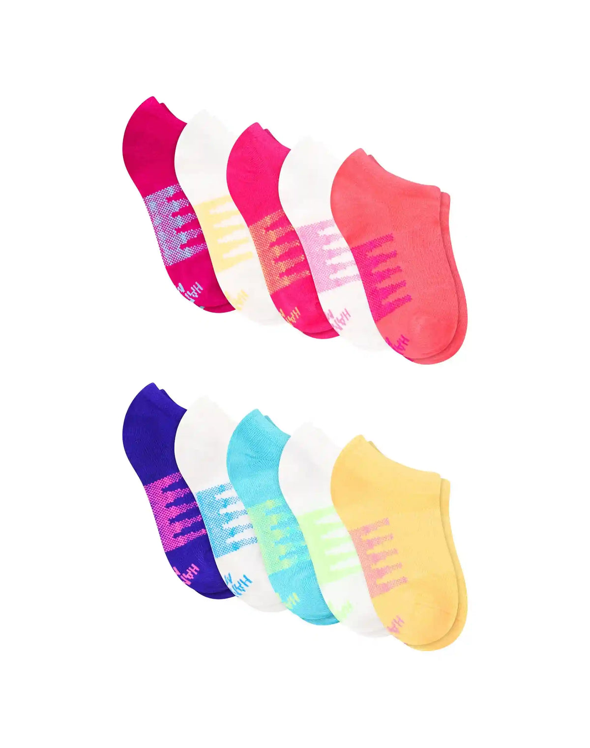 Hanes Moves Girl's No-Show Socks Pack, 10-Pack, X-TEMP™ Moisture-Wicking