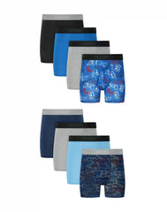 Hanes Boys’ Underwear Boxer Briefs Cotton-Stretch, 8-Pack, Printed