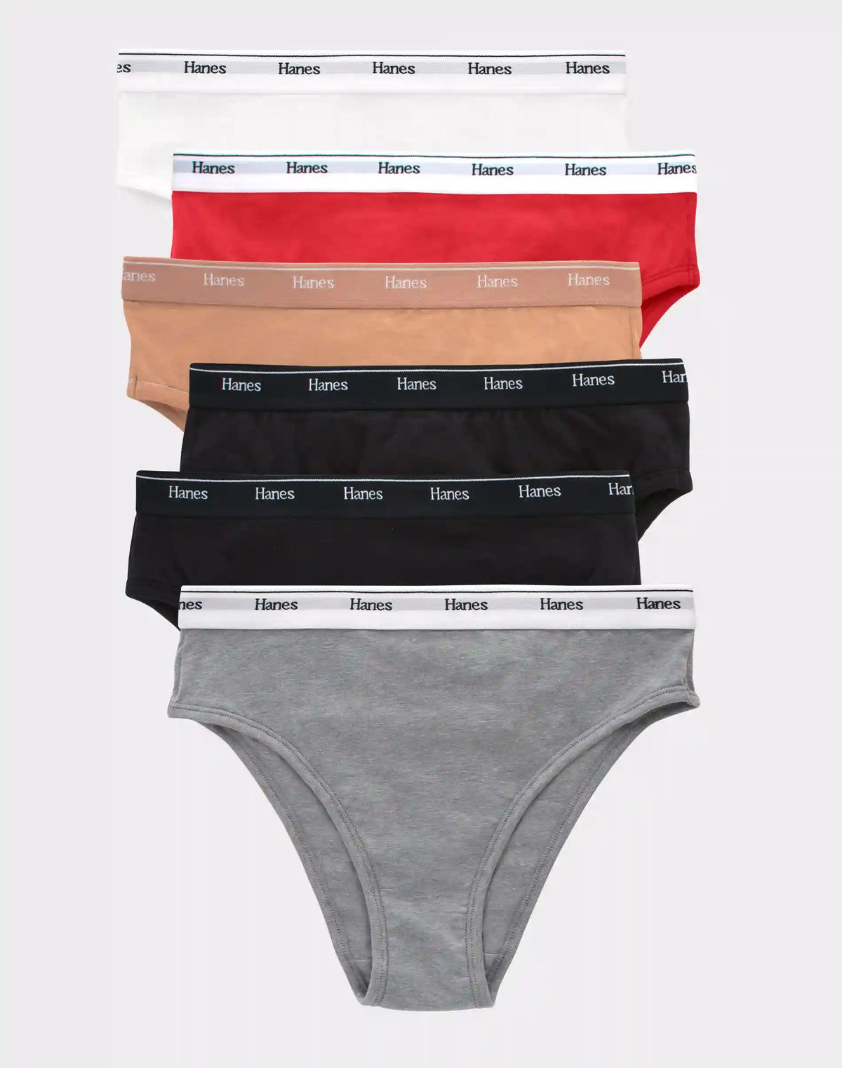 Hanes Originals Women's Hi-Leg Underwear, Breathable Stretch Cotton, 6-Pack