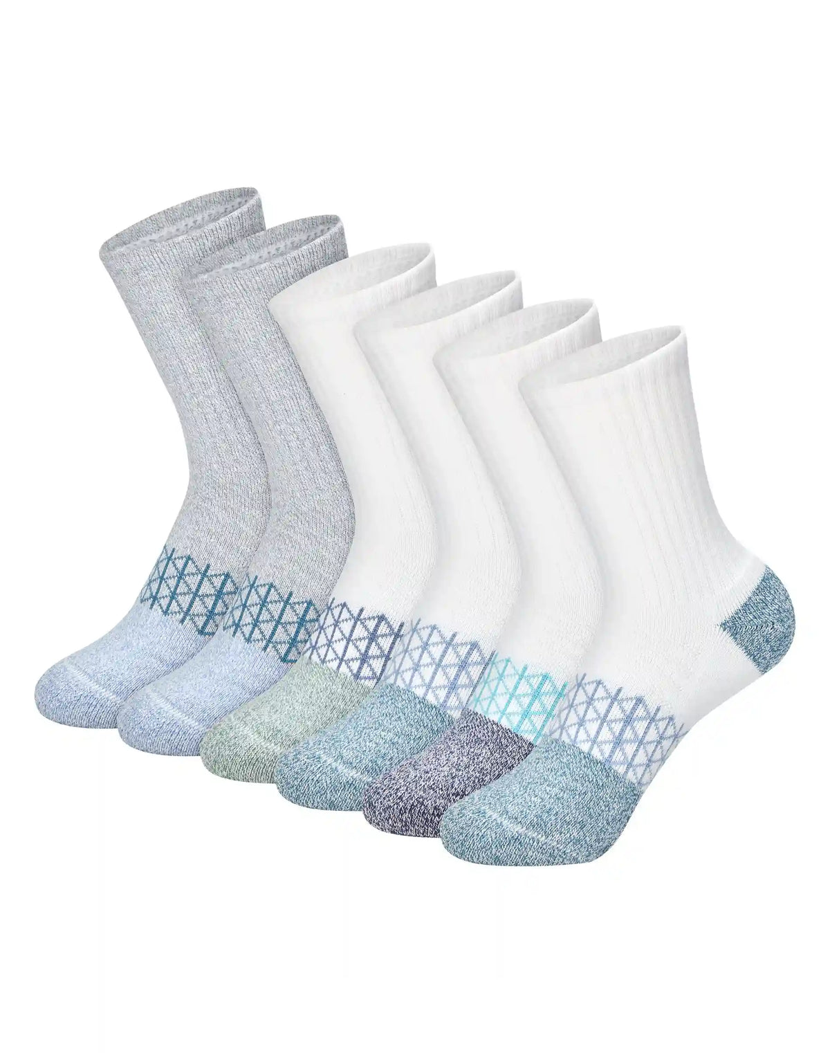 Hanes Absolute Active Boys' Crew Socks Pack, 6-Pack, Moisture-Wicking Athletic Cushioned Sports Socks