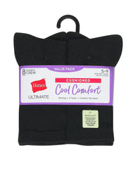 Hanes Ultimate Women's Crew Socks Pack, Cushioned, 8-Pairs
