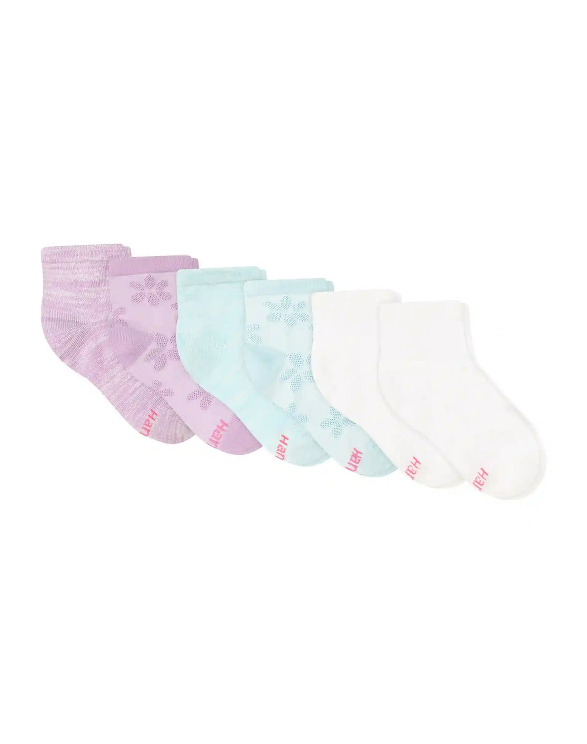 Hanes Ultimate® Girls' Ankle Socks Pack, 6-Pack, School & Sport Socks, Soft & Stretchy, EZ Sort