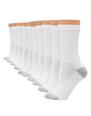 Hanes Women's Crew Socks Pack - 10-Pack - Cushioned - Moisture-Wicking - Shoe Sizes 8-12