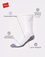 Hanes Men’s Cushioned Crew Socks, X-Temp, 12-Pairs