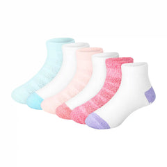 Hanes Premium Pure Comfort Infant/Toddler Girls' Ankle Socks Pack, 6-Pack, Gripper Foot, ComfortSoft Yarn