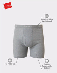 Hanes Men's Cotton Boxer Brief Underwear Super Value Pack, Black/Grey, 10-Pack