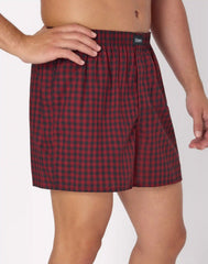 Hanes Originals Ultimate Men's Cotton Stretch Woven Boxer Underwear, Red/Black Plaids, 3-Pack